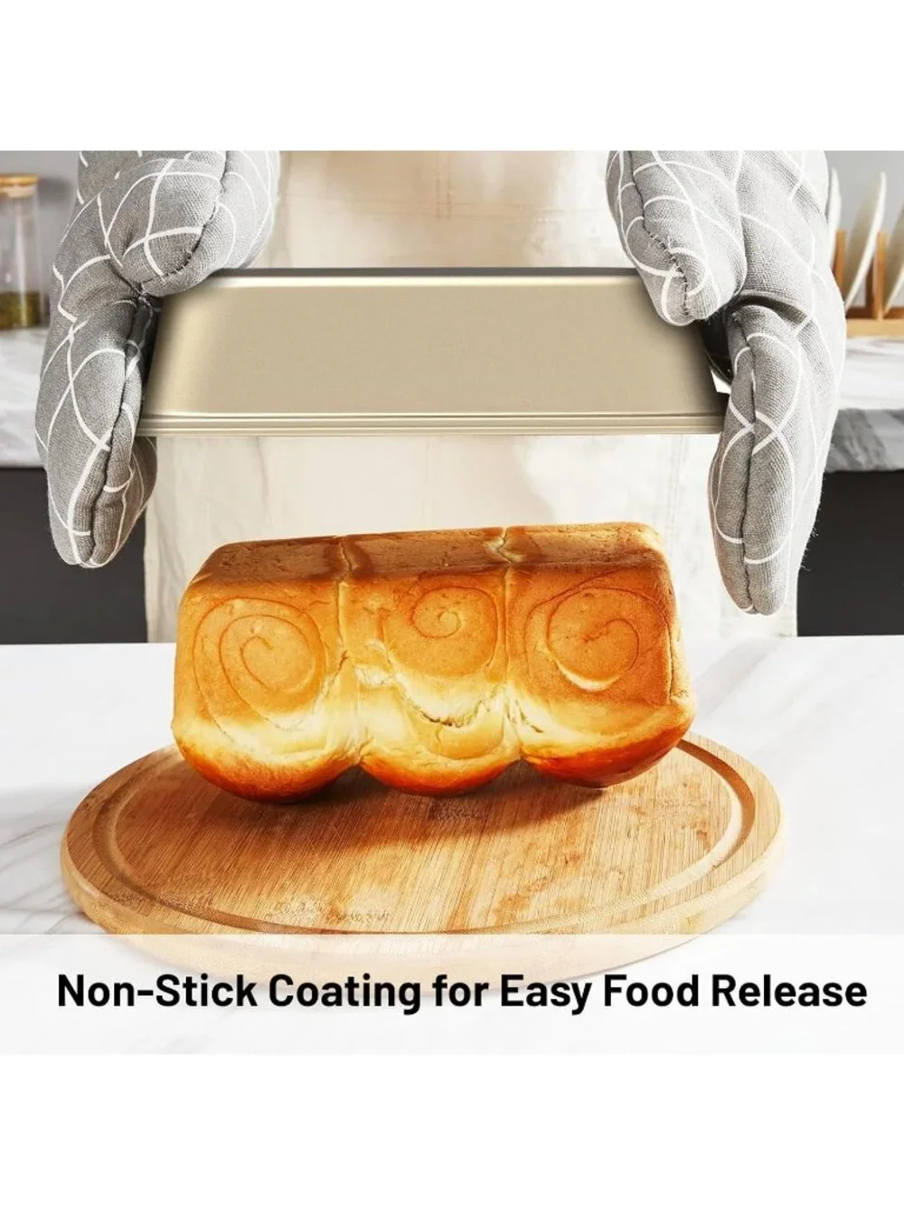 5-Piece Gold Nonstick Bakeware Sets Kitchen Cookware Sets Muffin Loaf Roast Pan